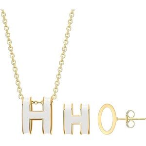 White and Gold Necklace and Earring Set